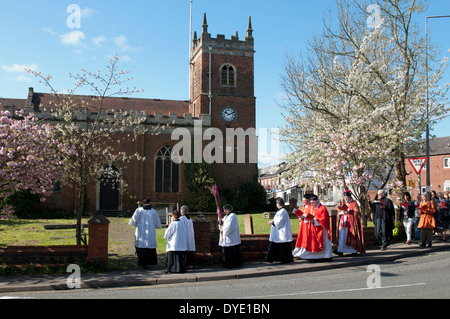 Palm Sunday procession, St. Martin`s Church, Fenny Stratford, Buckinghamshire, England, UK Stock Photo